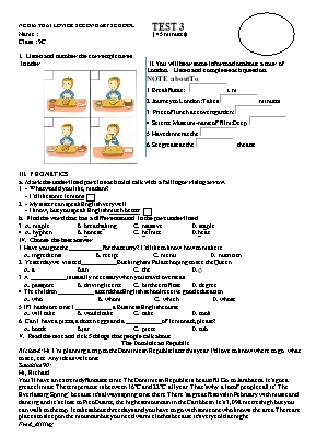 Đề kiểm tra 45 phút số 3 môn Tiếng Anh Lớp 9 - Trường THCS Nghĩa Thái